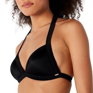 PINK Victoria's Secret Black Halter Bikini Swim Top Large